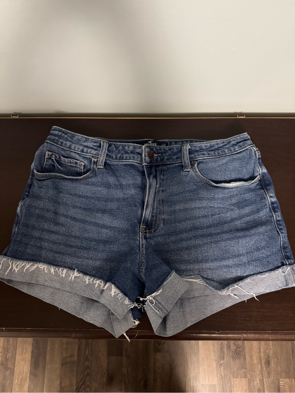 Hollister denim high rise mom shorts